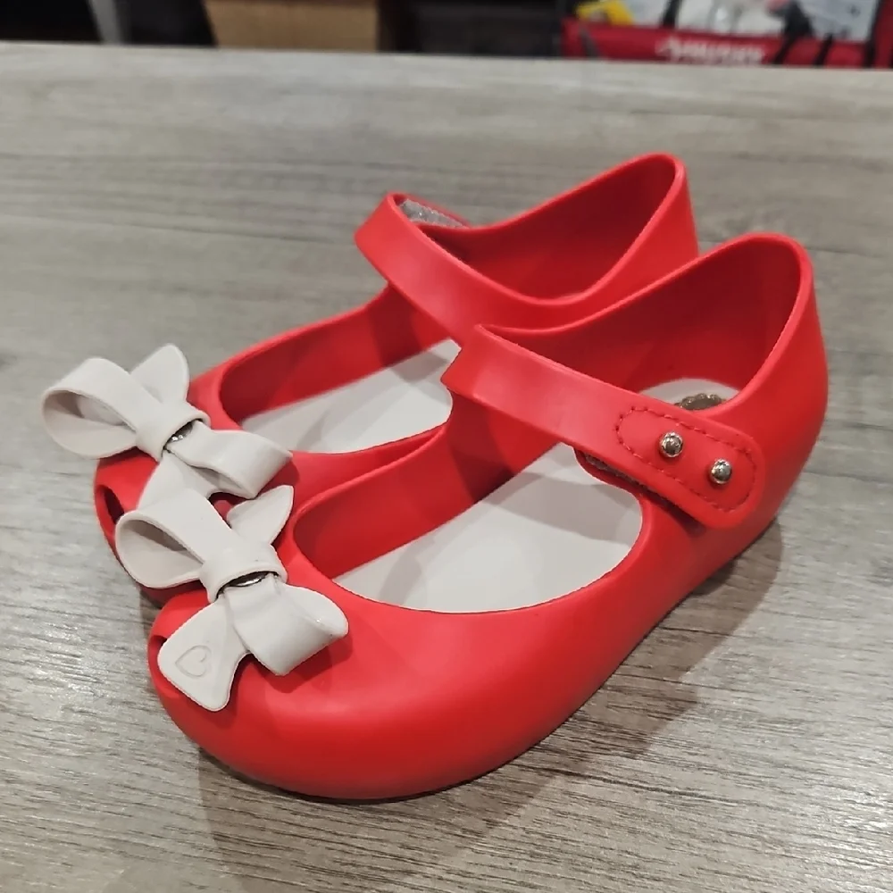 Mini Melissa Red Dress Shoes with White Bows